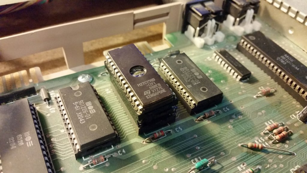 JiffyDOS EEPROM installed in the Commodore 64