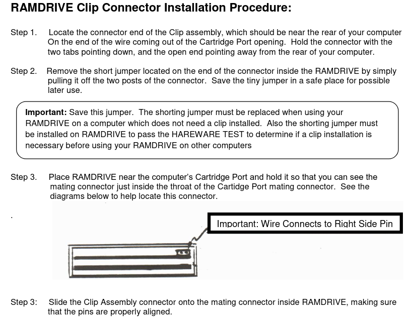 CMD RAMDrive Clip Connector Installation Procedure snippit.