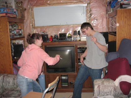 Kevin and Kristin having a marker fight