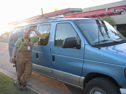 John and a Shaw Van