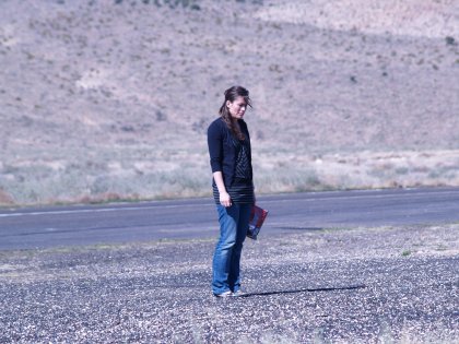 Christy on the side of the road