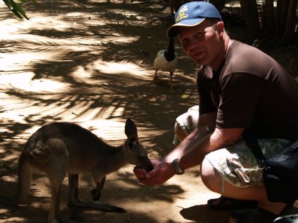 Bo feeding a Kanagaroo