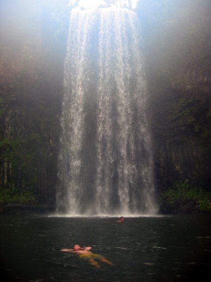 Bo floating afront the Falls