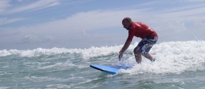Surfing it up at Noosa, Australia