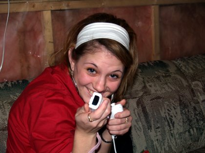 Kristin playing Wii