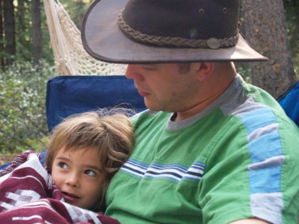 Morning Cuddles by the Campfire