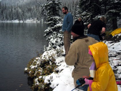 Fishing on the banks of Tombstone Lake