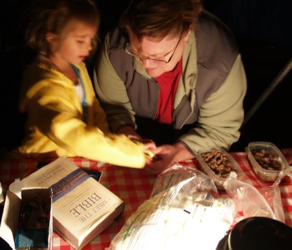 Maddy helping to make Smores - her first ever