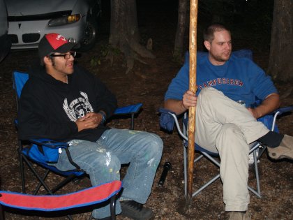 Mark and Blair by the fire