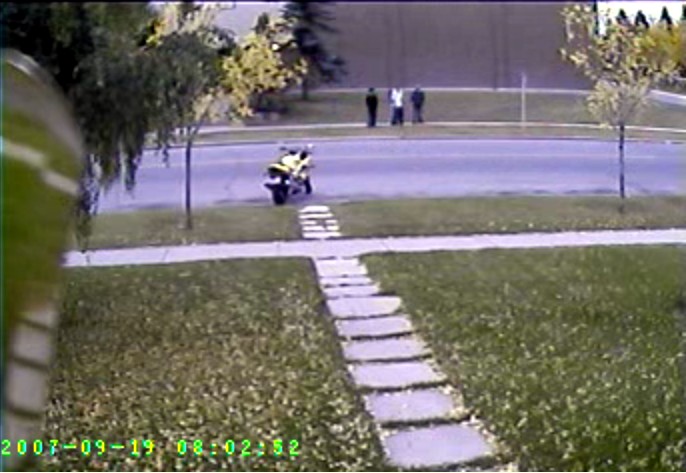 Motorcycle tipping caught on tape