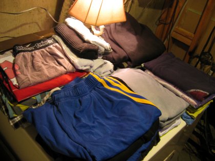 Stacks of folded laundry