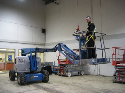 Eldon operating the Genie lift