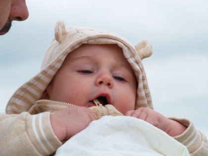 Baby eating zipper