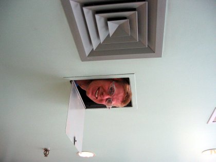 Can you believe he actually climbed in there through that hole?!