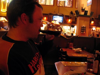 Adam taking a drink
