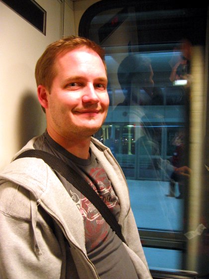 Chris riding the AirTrain
