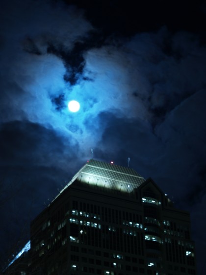 Downtown Calgary Moonlit Sky 2009-02-09