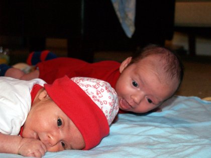 Babies enjoying tummy time