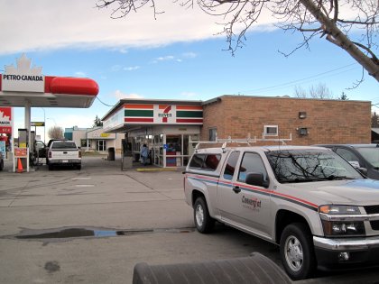 My work truck parked at the 7-Eleven in Claresholm