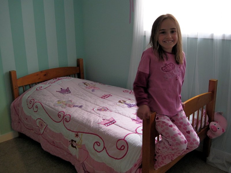 First night in her new bedroom