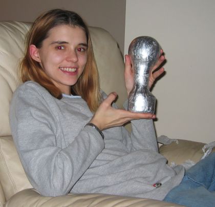 Chandra and her sculpture